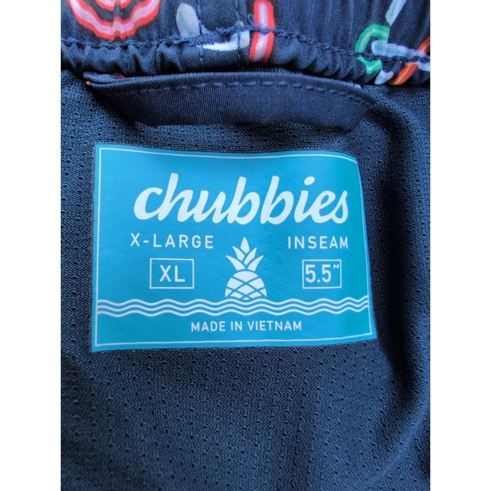 Chubbies Mens Neon Flamingo Palm Tree Swim Trunks Navy Blue XL 5.5 Inseam